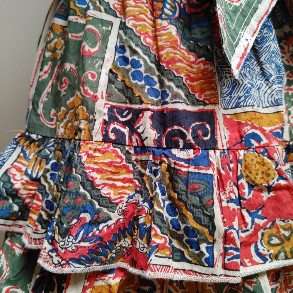 Boho Patchwork Ruffle Mini Dress - Multicolor - Picture 10 of 16